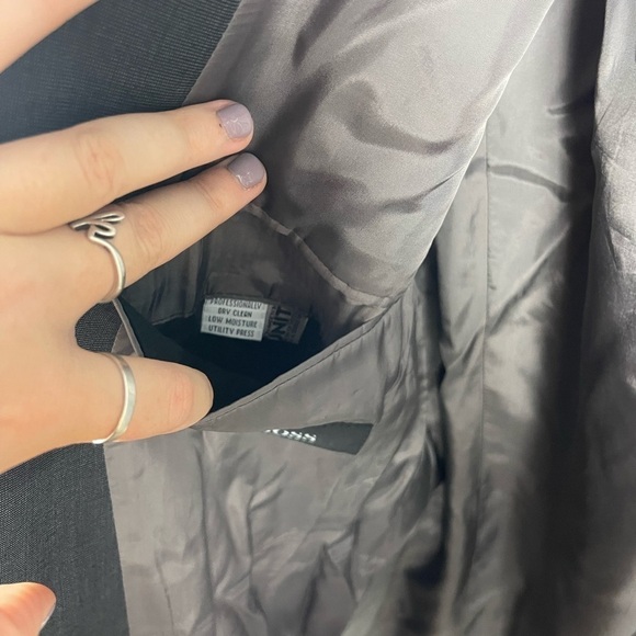 BOSS HUGO BOSS Saks Fifth Avenue Virgin Wool Men’s Blazer Suit Jacket Grey Lined - Picture 5 of 12